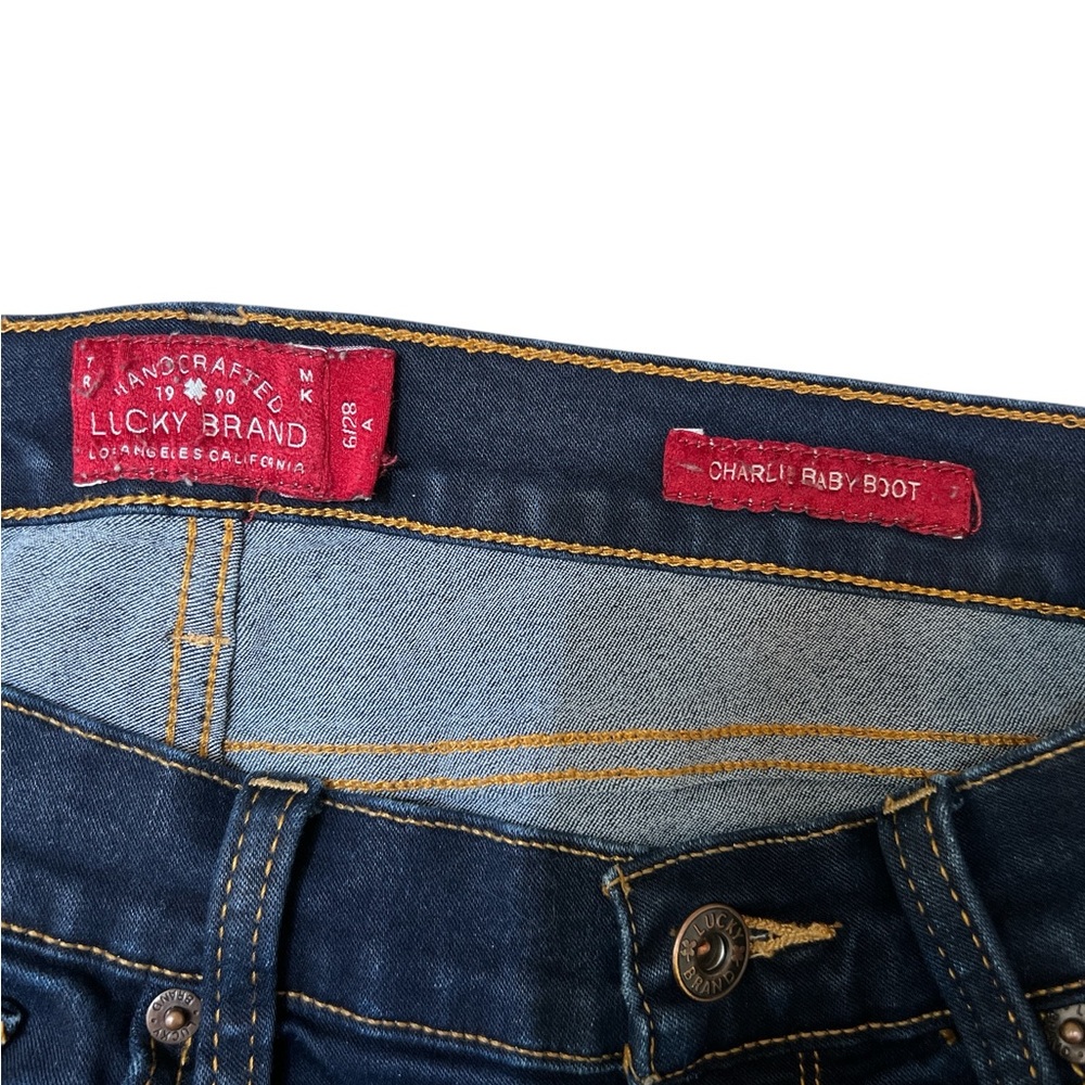 Lucky Brand Charlie Baby Boot Jeans Size 6/28 Low Rise Dark Wash Bootcut - Picture 11 of 12
